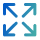 A blue and green icon of four arrows