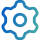 A blue and green icon of a gear