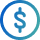 A blue and green icon of a dollar sign
