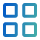 A blue and green icon of four squares
