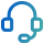 A blue and green icon of a headset