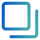 A blue and green icon of a square