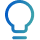 A blue and green icon of a light bulb