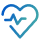 A blue and green icon of a heart