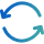 A blue and green icon of two arrows forming a circle