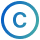 A blue and green icon of copyrights